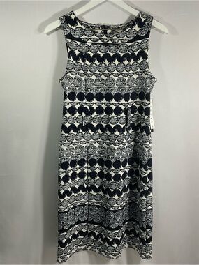 Black and White Patterned Sleeveless Dress